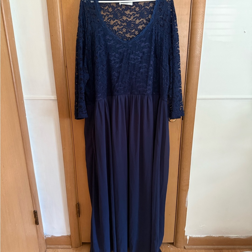 Chic Long Sleeve Navy Lace Dress